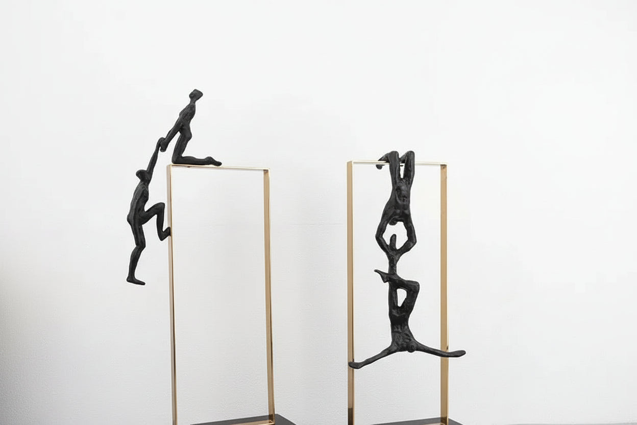Abstract Climbing Figure - Modern Desk Statue, detail shot - House Of Avana