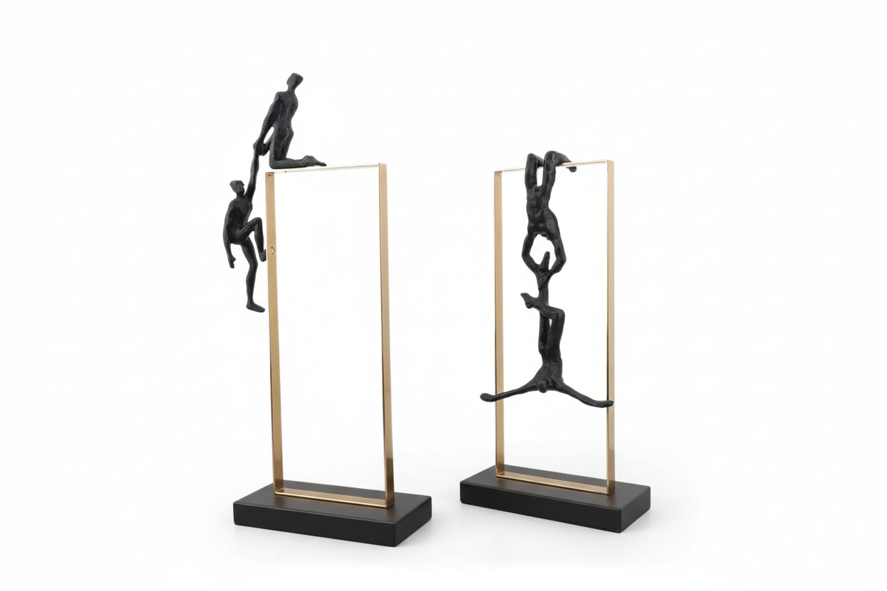 Abstract Climbing Figure - Modern Desk Statue, top view - House Of Avana