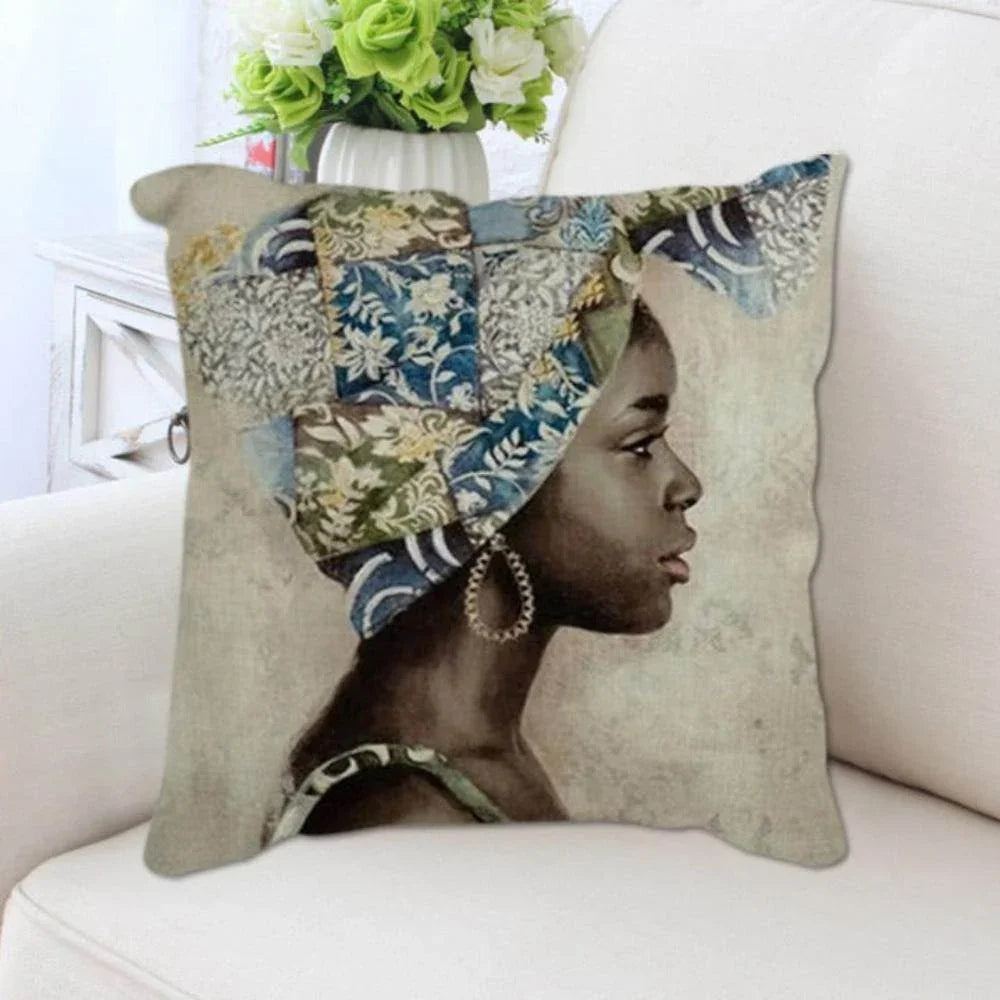 Abstract African Woman Poster Cushion Cover, back view - House Of Avana