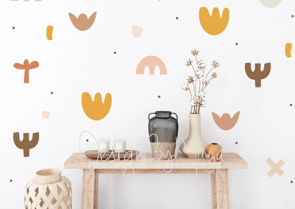 Abstract Desert Shapes - Fabric Nursery Wall Art Decals, front view - House Of Avana