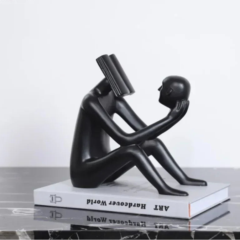 Abstract Desk Figure - Modern White Sculpture, front view - House Of Avana