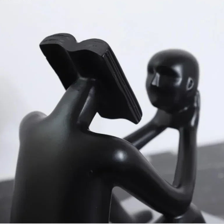 Abstract Desk Figure - Modern White Sculpture, side view - House Of Avana