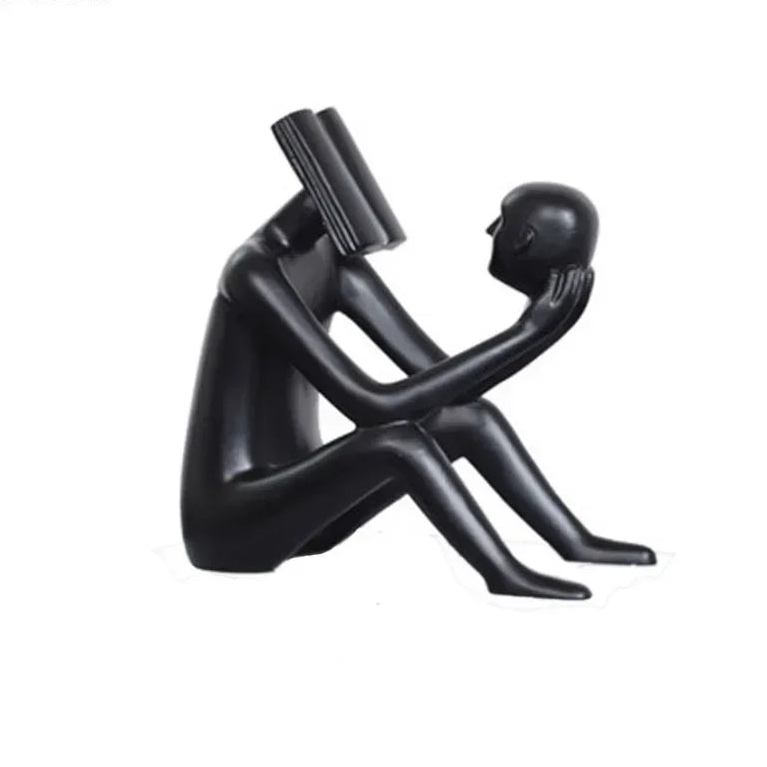 Abstract Desk Figure - Modern White Sculpture, detail shot - House Of Avana