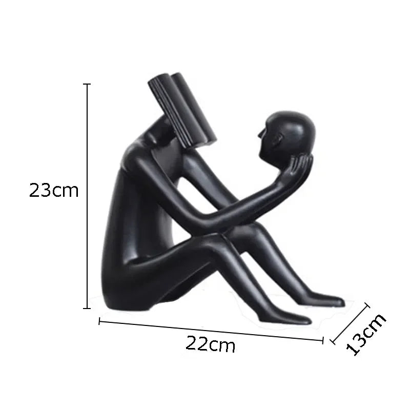Abstract Desk Figure - Modern White Sculpture, angled view - House Of Avana