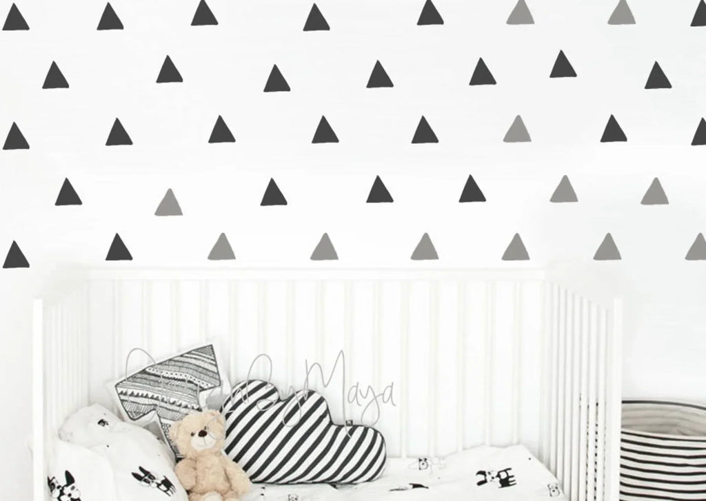 Abstract Equilateral Triangles - Fabric Nursery Wall Art Decals, front view - House Of Avana