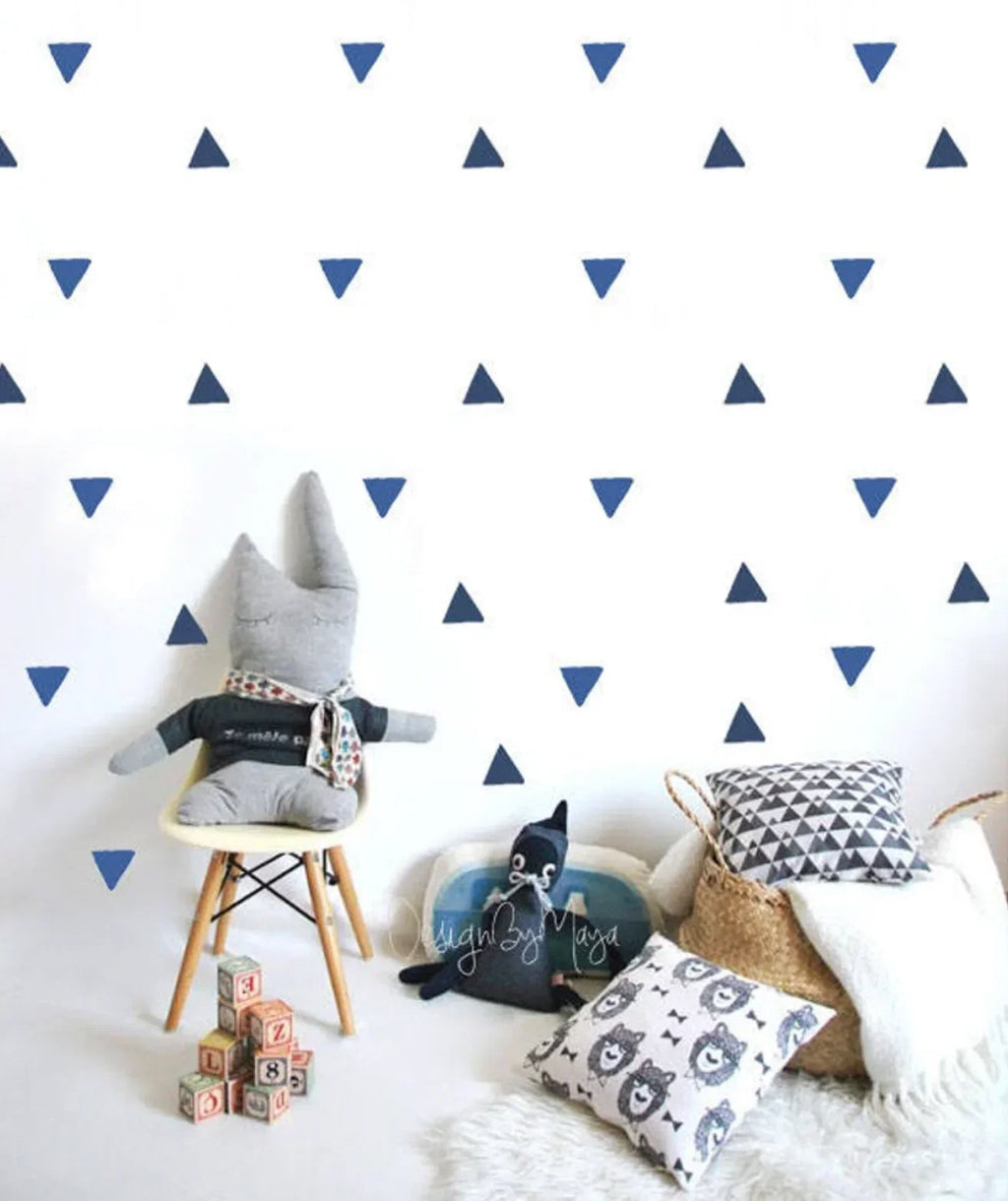 Abstract Equilateral Triangles - Fabric Nursery Wall Art Decals, back view - House Of Avana