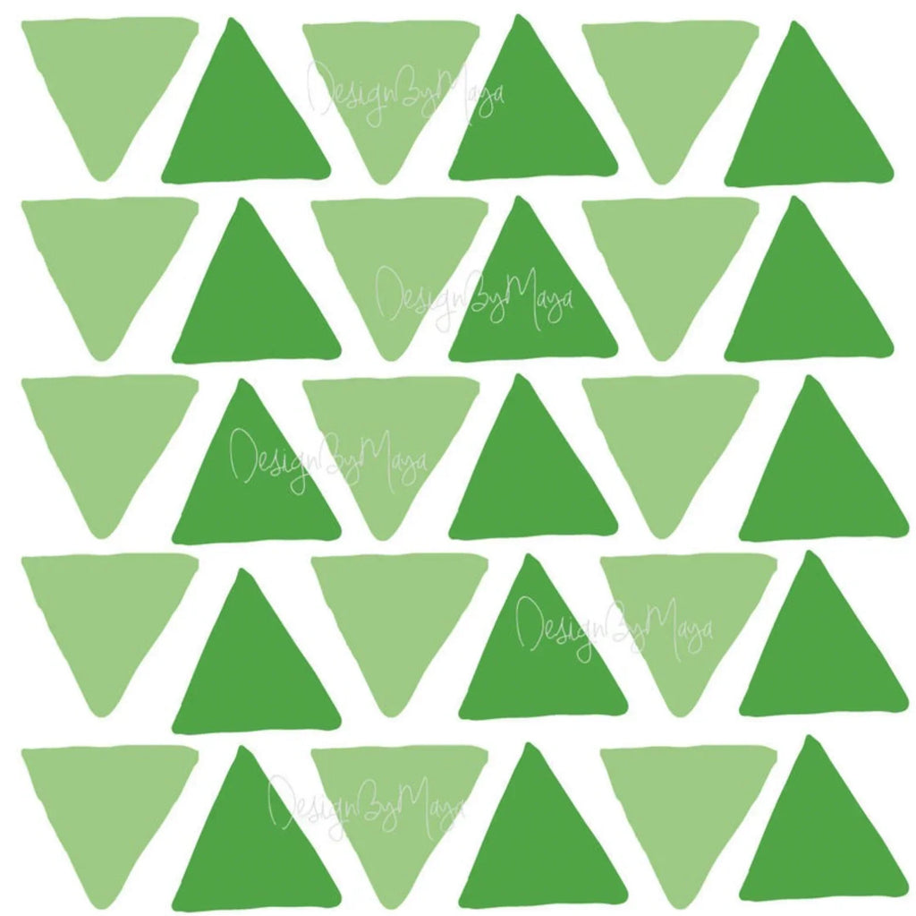 Abstract Equilateral Triangles - Fabric Nursery Wall Art Decals, angled view - House Of Avana
