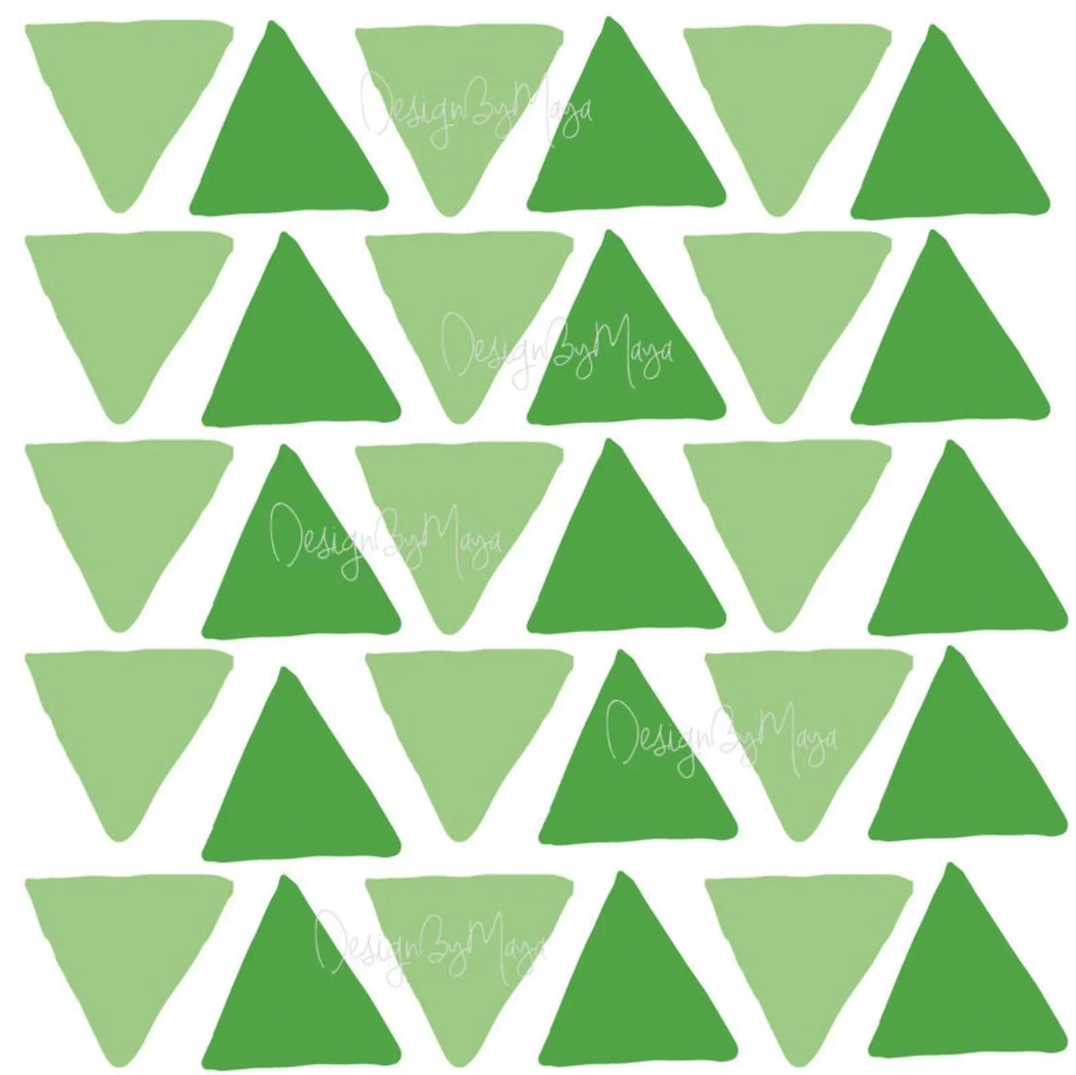 Abstract Equilateral Triangles - Fabric Nursery Wall Art Decals, angled view - House Of Avana