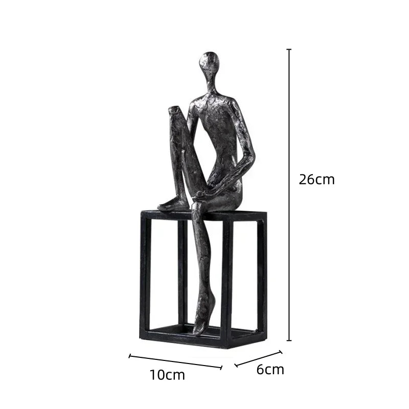 Abstract Figure Sculpture - Modern Thinker Figurine, angled view - House Of Avana