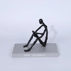 Abstract Figurine - Black Modern Cast Iron Reader, angled view - House Of Avana