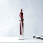 Abstract Figurine - Geometric Silver Sitting Sculpture, angled view - House Of Avana