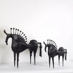 Abstract Horse Figurine - Modern Metallic Finish, angled view - House Of Avana