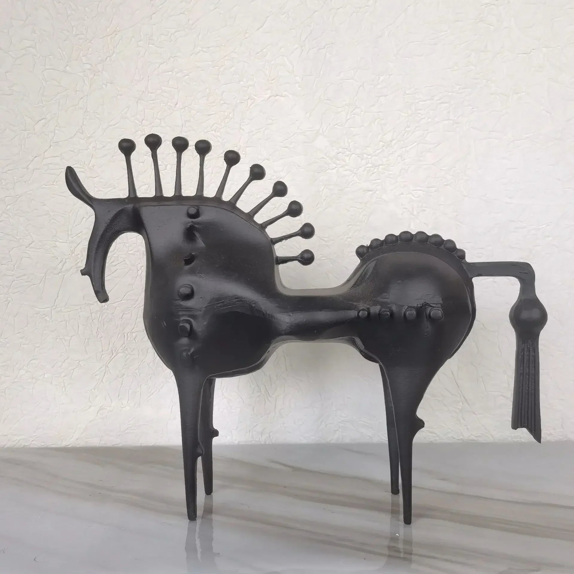 Abstract Horse Figurine - Modern Metallic Finish, front view - House Of Avana