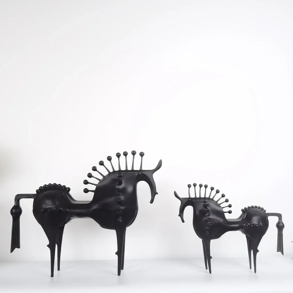 Abstract Horse Figurine - Modern Metallic Finish, side view - House Of Avana