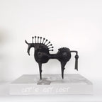 Abstract Horse Figurine - Modern Metallic Finish, texture detail - House Of Avana