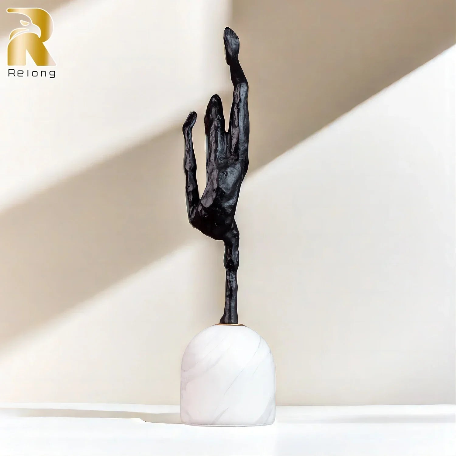 Abstract Metal Figurine Metal Handmade Crafts Sculpture with Marble Base Giacometti Modern Art Home... - House Of Avana