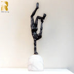 Abstract Metal Figurine Metal Handmade Crafts Sculpture with Marble Base Giacometti Modern Art Home... - House Of Avana