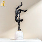 Abstract Metal Figurine Metal Handmade Crafts Sculpture with Marble Base Giacometti Modern Art Home... - House Of Avana