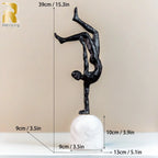 Abstract Metal Figurine Metal Handmade Crafts Sculpture with Marble Base Giacometti Modern Art Home... - House Of Avana