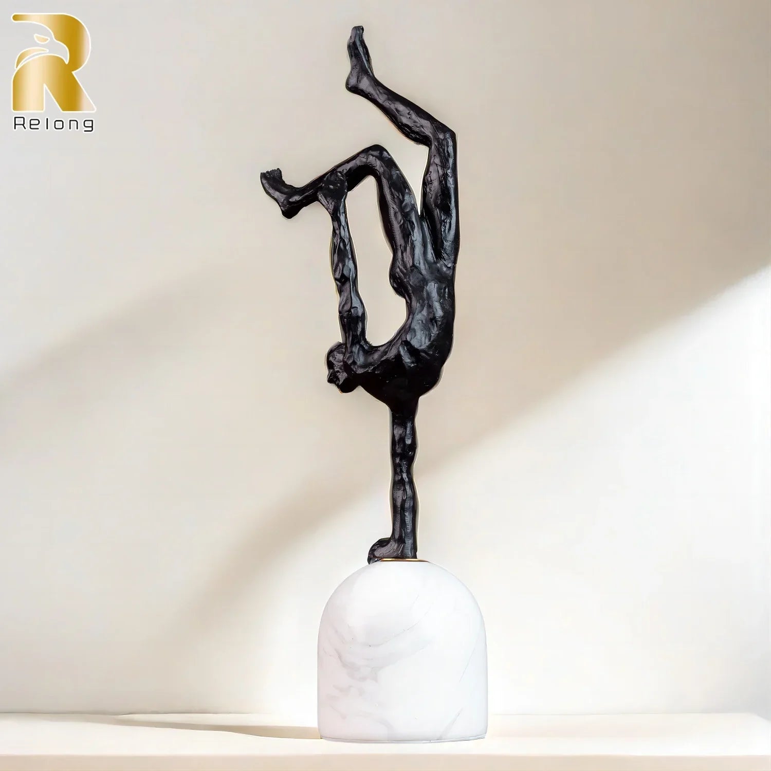 Abstract Metal Figurine Metal Handmade Crafts Sculpture with Marble Base Giacometti Modern Art Home... - House Of Avana