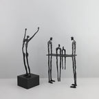 Cast Iron and Marble Abstract Human Figurine Statue Art Piece, Suitable for Living Room, Office,... - House Of Avana