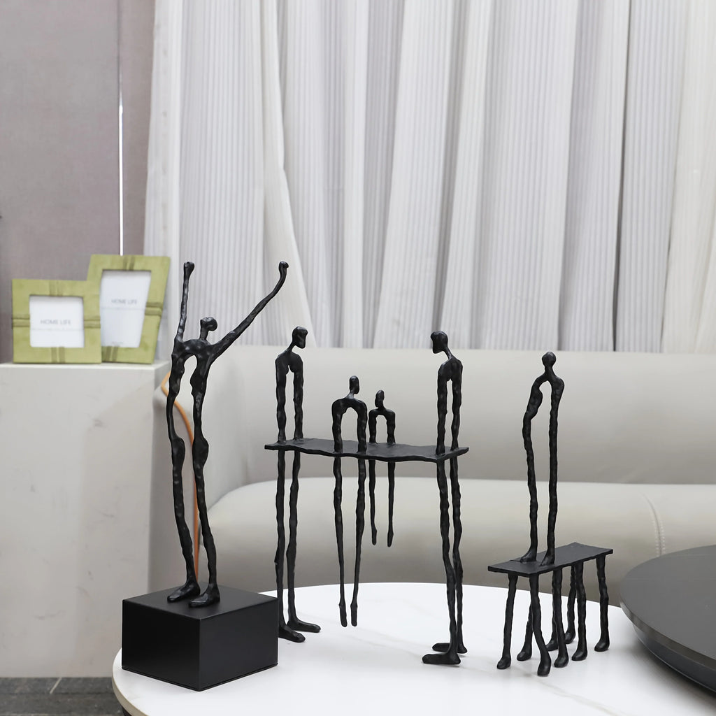 Cast Iron and Marble Abstract Human Figurine Statue Art Piece, Suitable for Living Room, Office,... - House Of Avana