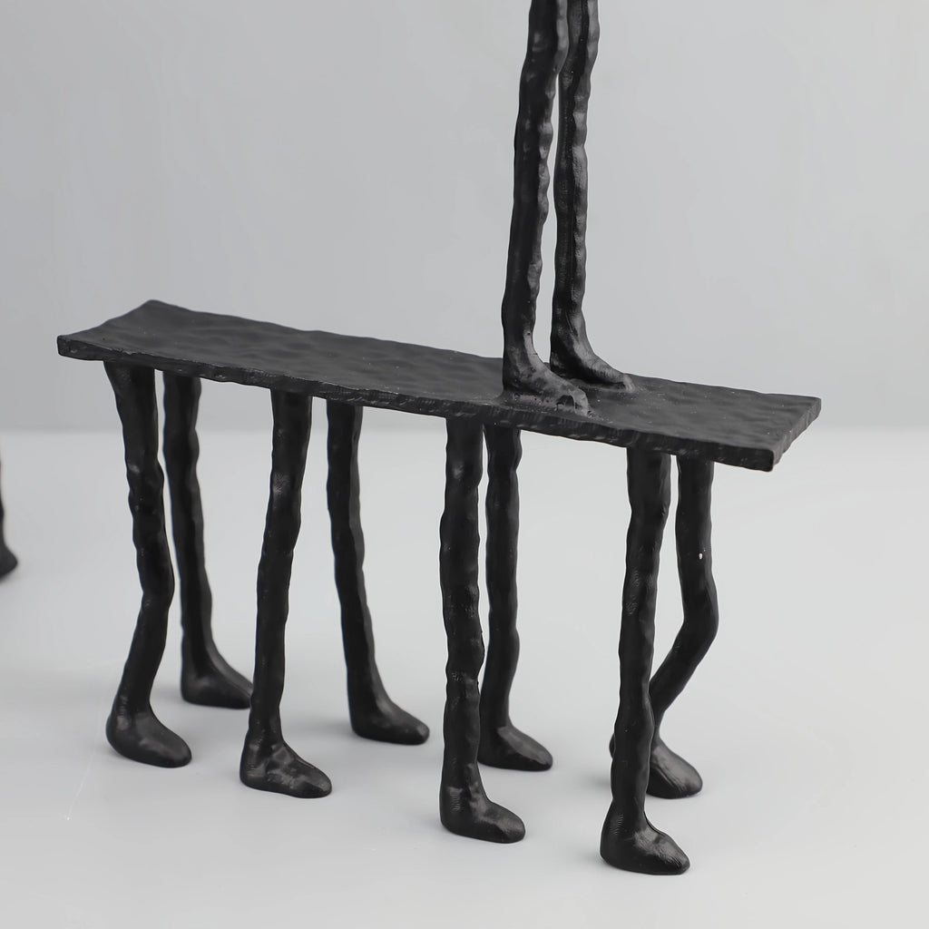 Cast Iron and Marble Abstract Human Figurine Statue Art Piece, Suitable for Living Room, Office,... - House Of Avana