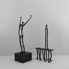 Cast Iron and Marble Abstract Human Figurine Statue Art Piece, Suitable for Living Room, Office,... - House Of Avana