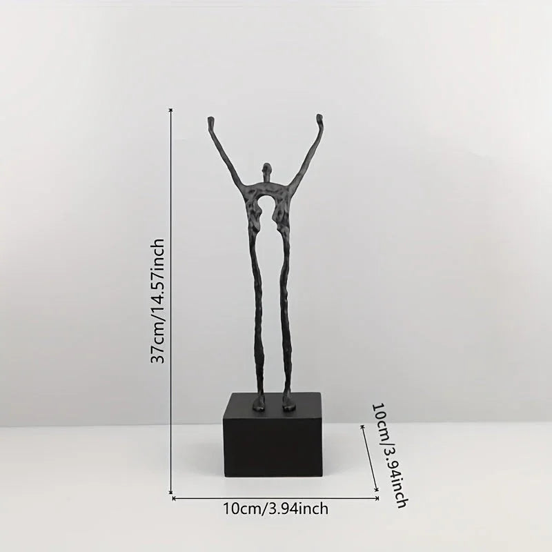 Cast Iron and Marble Abstract Human Figurine Statue Art Piece, Suitable for Living Room, Office,... - House Of Avana