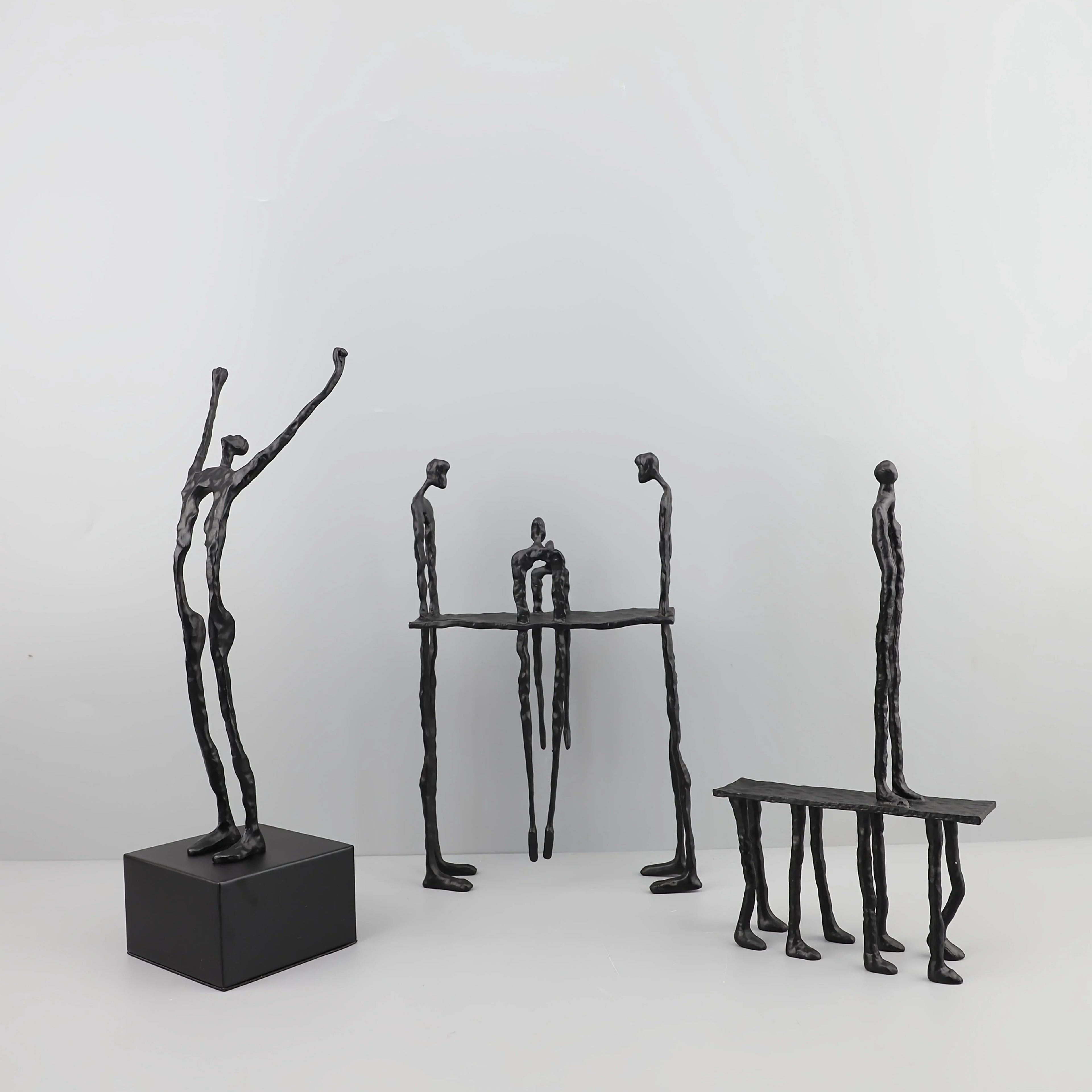 Cast Iron and Marble Abstract Human Figurine Statue Art Piece, Suitable for Living Room, Office,... - House Of Avana