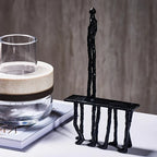 Cast Iron and Marble Abstract Human Figurine Statue Art Piece, Suitable for Living Room, Office,... - House Of Avana