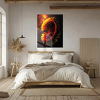 Abstract Fire Petal Bloom Glass Wall Art – Glowing Floral Uv Print Design-kafcd050, detail shot - House Of Avana