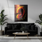 Abstract Fire Petal Bloom Glass Wall Art – Glowing Floral Uv Print Design-kafcd050, lifestyle image - House Of Avana