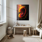Abstract Fire Petal Bloom Glass Wall Art – Glowing Floral Uv Print Design-kafcd050, top view - House Of Avana