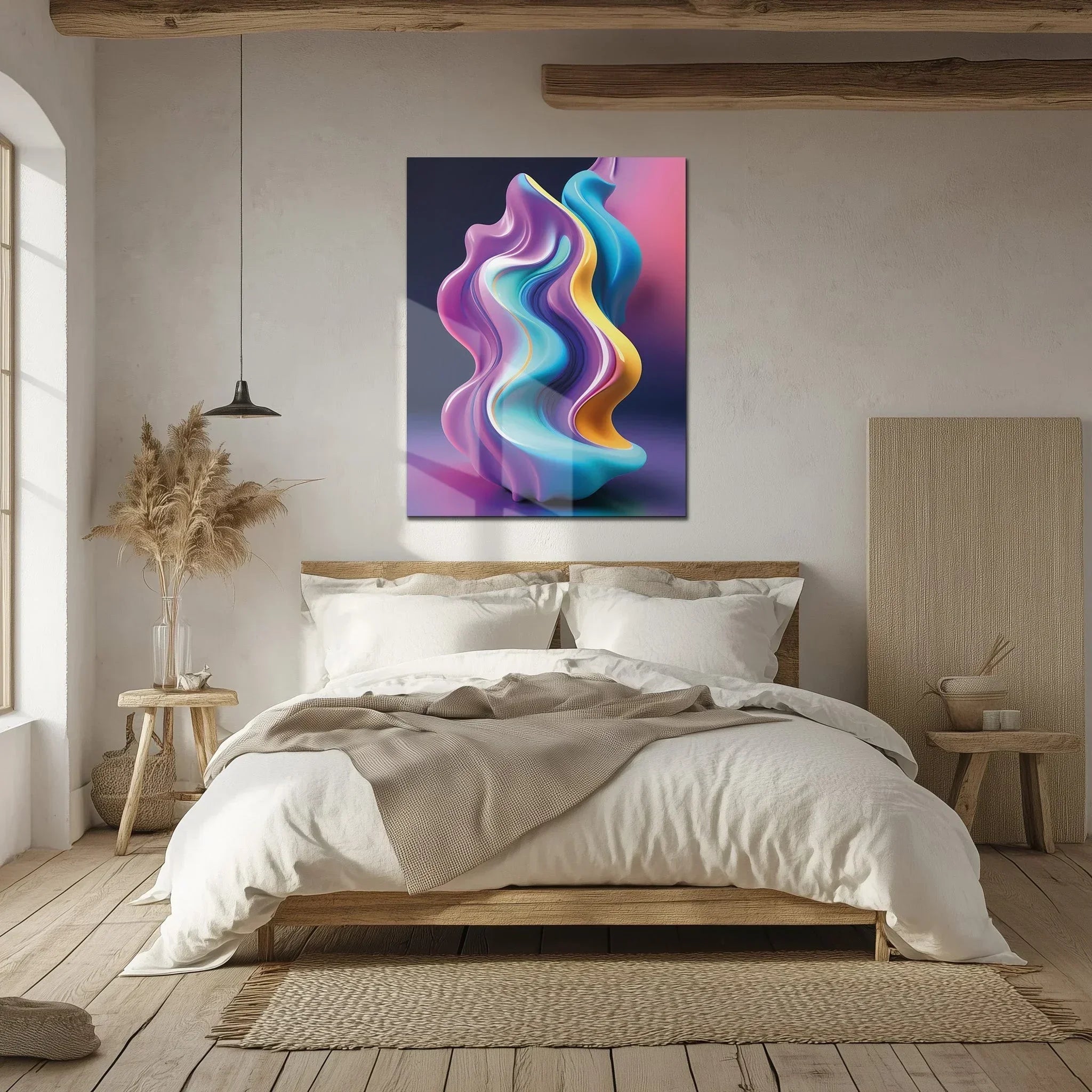 Abstract Fluid Wave – Colorful Modern Uv Glass Wall Art-kafcd083, detail shot - House Of Avana
