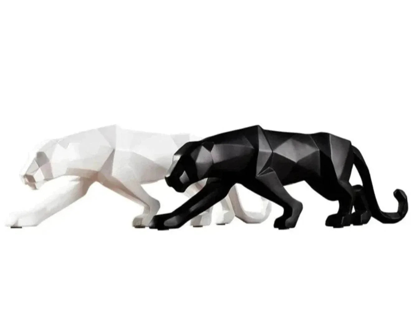 Abstract Panther Statue with Geometric Pattern, angled view - House Of Avana