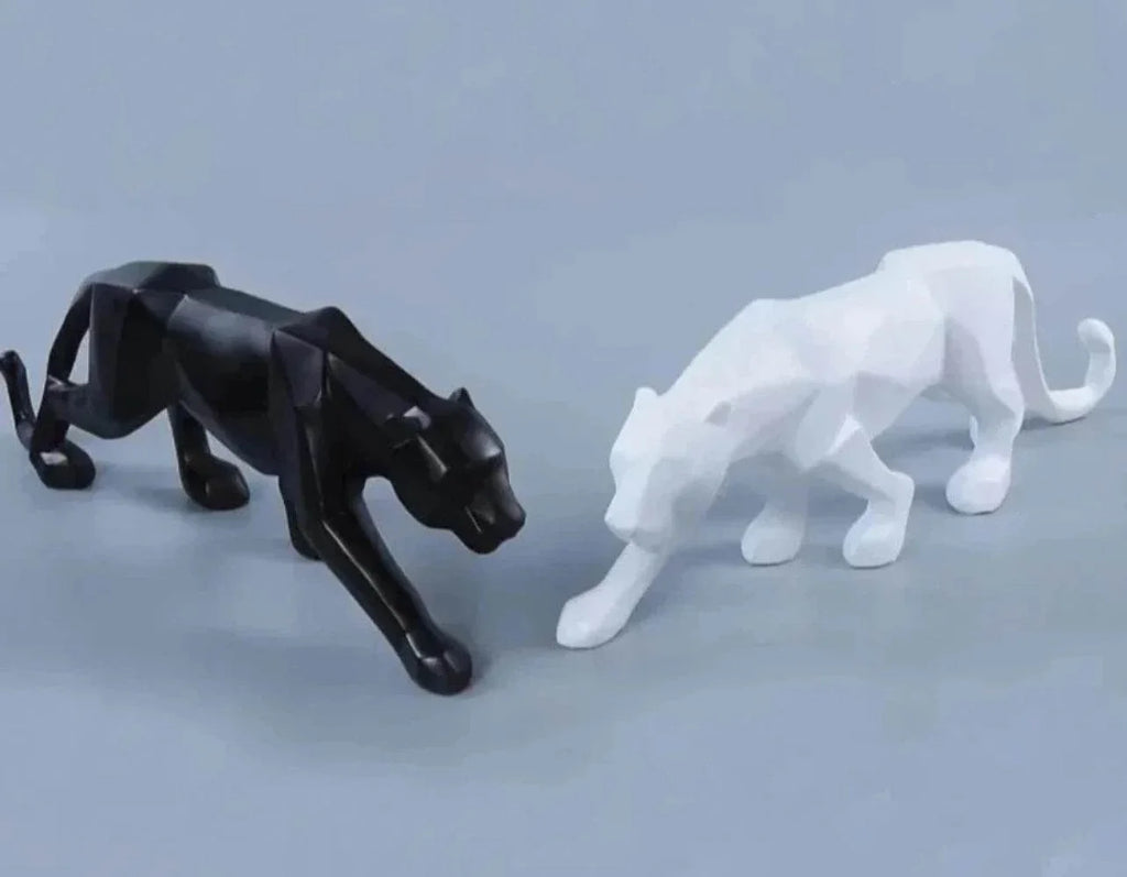 Abstract Panther Statue with Geometric Pattern, top view - House Of Avana