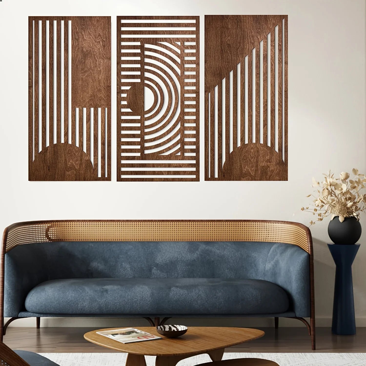 Wall Art - Abstract Geometric Wood, front view - House Of Avana