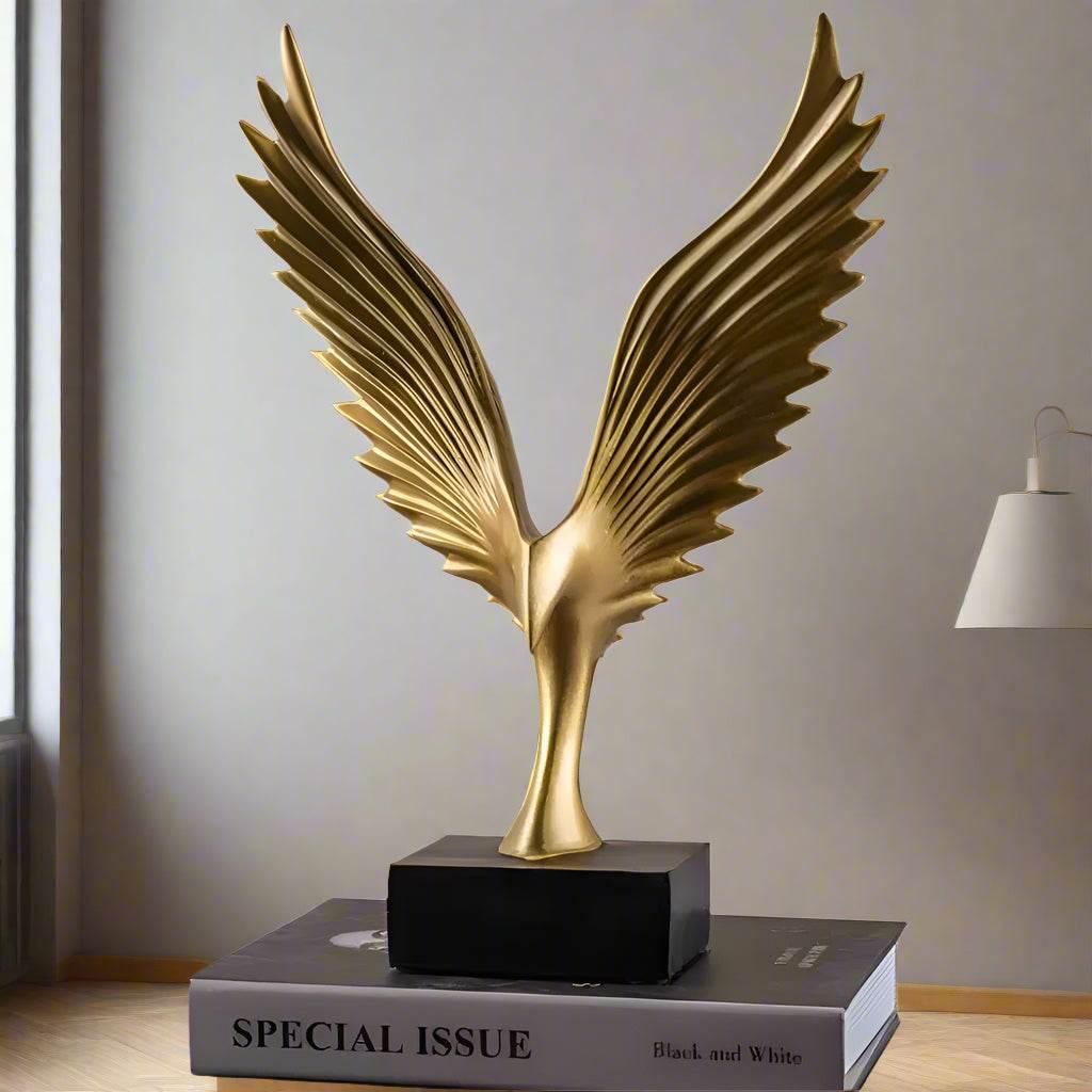 Abstract Golden Raptor Sculpture for Home Office Decor - House Of Avana