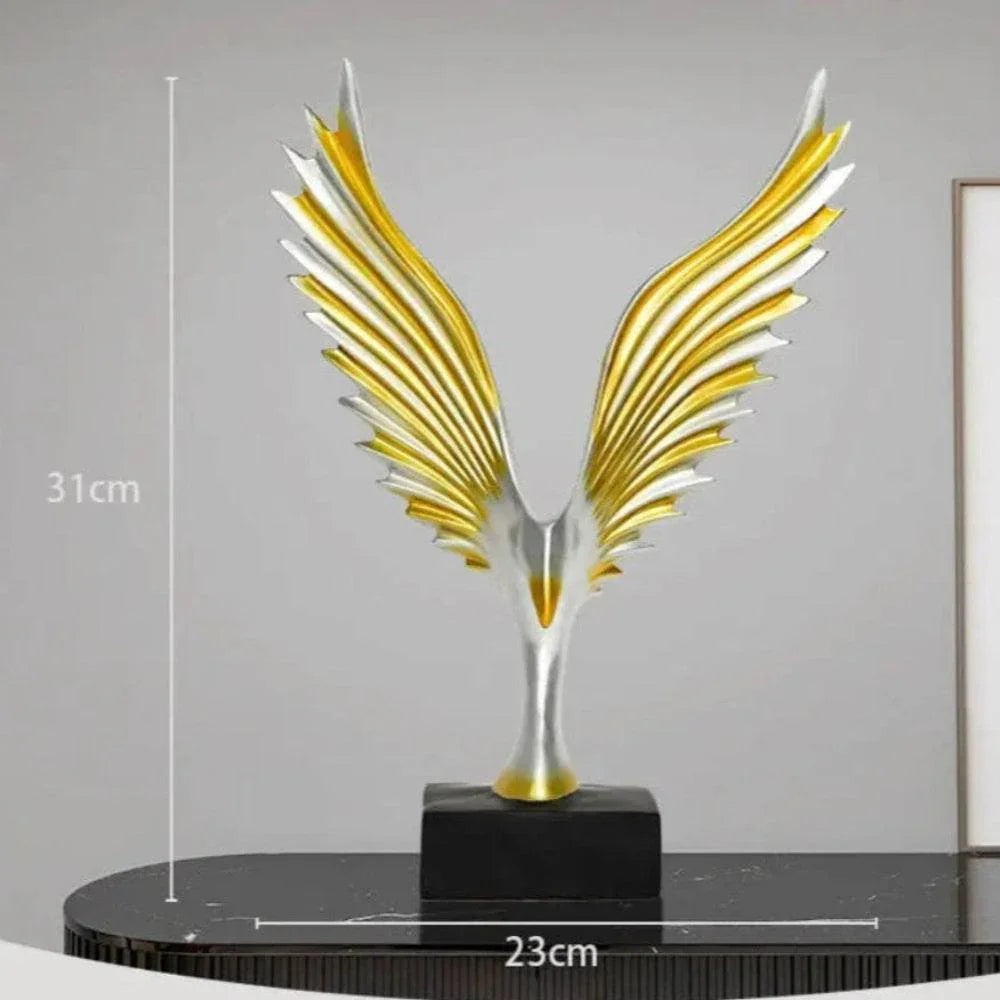 Abstract Golden Raptor Sculpture for Home Office Decor - House Of Avana