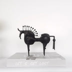 Abstract Horse Figurine - Modern Metallic Finish, texture detail - House Of Avana