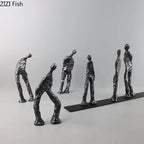 Seven People Black Cast Iron Figures Sculpture Desk Decoration Crafts Ornaments Abstract Characters Statue Room Aesthetic Decor - House Of Avana