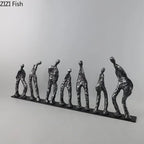 Seven People Black Cast Iron Figures Sculpture Desk Decoration Crafts Ornaments Abstract Characters Statue Room Aesthetic Decor - House Of Avana