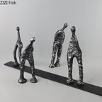 Seven People Black Cast Iron Figures Sculpture Desk Decoration Crafts Ornaments Abstract Characters Statue Room Aesthetic Decor - House Of Avana