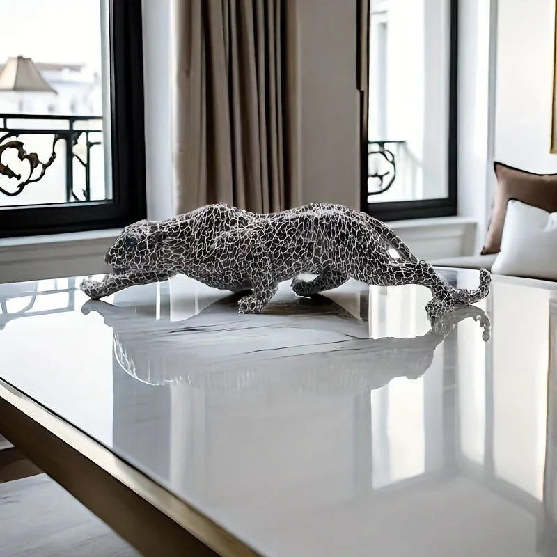 Abstract Leopard Sculpture - Gold Finish, front view - House Of Avana