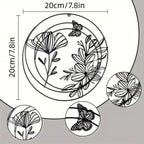 Black metal abstract flower decorations, round hanging design - House of Avana