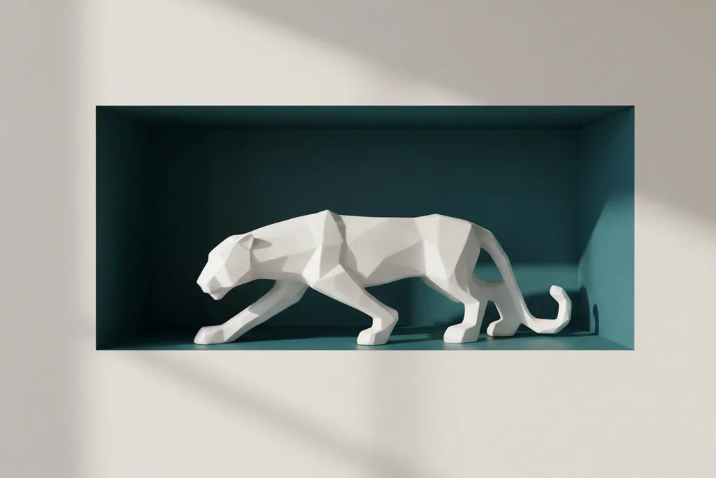 Abstract Panther Statue with Geometric Pattern House Of Avana