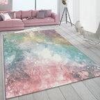 Pastel area rug with abstract design, soft colors, plush pile - House of Avana