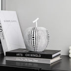Black and white resin apple sculpture, abstract polka dot design - House of Avana