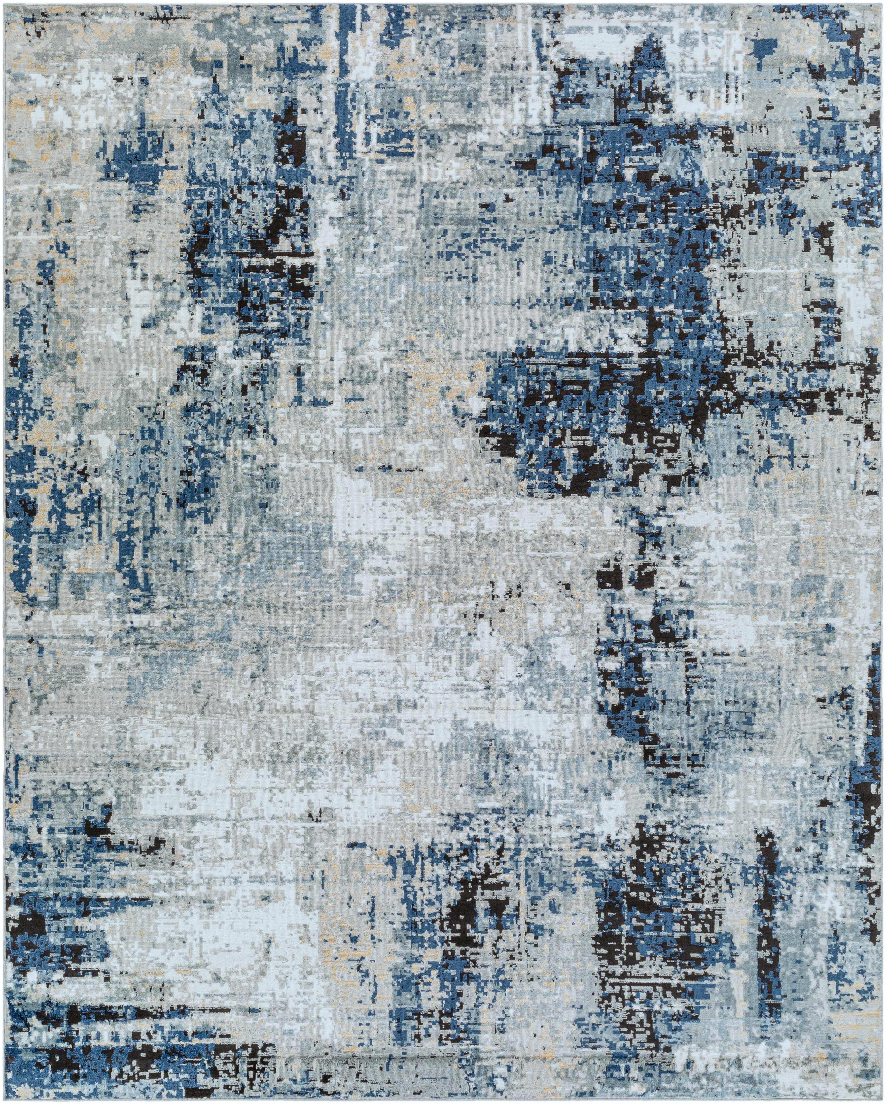 Campsall Gray&blue Abstract Area Rug - House Of Avana